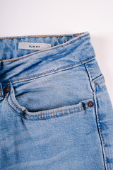 Jeans close up pants fashion blue pocket front