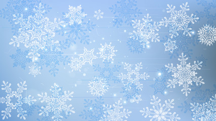 Snowflakes and festive lights - vector background with beautiful snowflakes that merrily shine and shimmer in color space