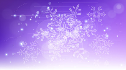 Snowflakes and festive lights - vector background with beautiful snowflakes that merrily shine and shimmer in color space