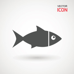 Fish icon vector isolated. Silhouette of fish on a light background. Logo design for the company