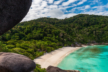 Beautiful empty sandy beach at the Similan Islands in Thailand