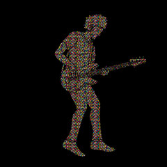 Musician playing bass, Music band graphic vector