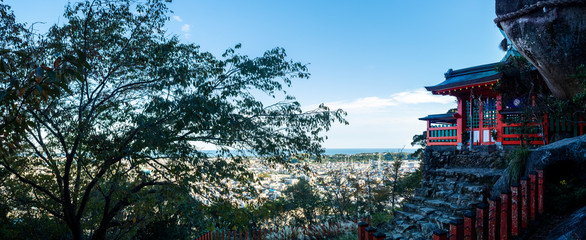 panoramic view of the city with Japanese temple 