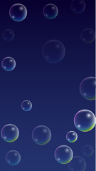 ubble with Hologram Reflection. Set of Realistic Water or Soap Bubbles for Your Design.