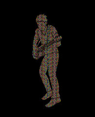 Fototapeta premium Musician playing electric guitar, Music band graphic vector