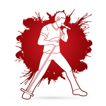 Singer sing a song Music band graphic vector