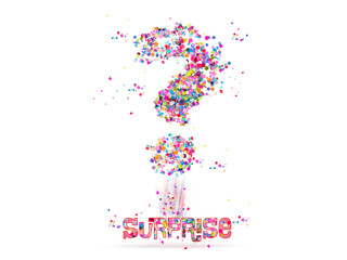 surprise - question mark made from confetti