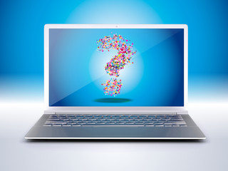 computer screen with question mark