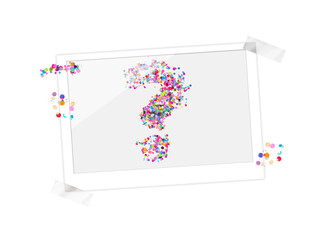 Polaroid question mark made from confetti