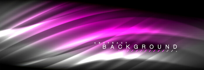 Neon glowing fluid wave lines, magic energy space light concept, abstract background wallpaper design
