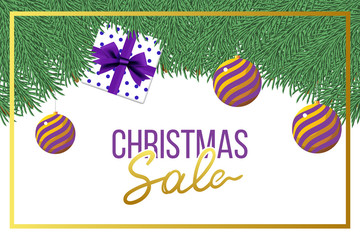 Christmas sale banner, decorative gift boxes