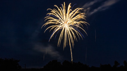 Colorful bavarian fireworks at Landau - Isar - Bavaria - Germany