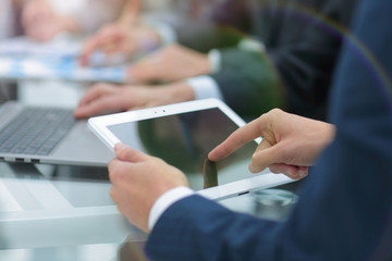 Business people having meeting in modern office.