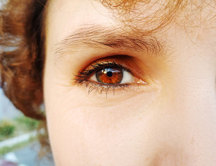 A beautiful insightful look woman's eye. Close up shot.
