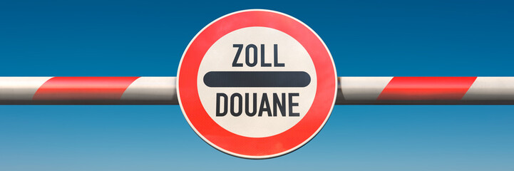 Schild Zoll Douane mit Schranke