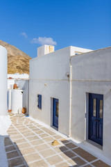Serifos island with lovely whitewashed houses and blue doors. Cyclades, Greece © vivoo