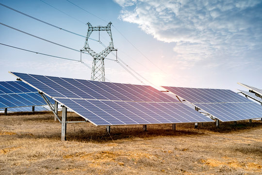 Solar energy modern electric power production technology renewable energy concept