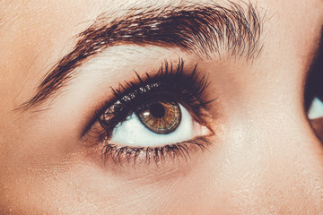 A beautiful insightful look woman's eye. Close up shot.