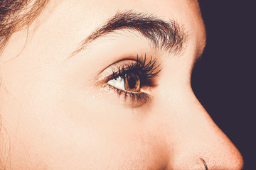 A beautiful insightful look woman's eye. Close up shot.