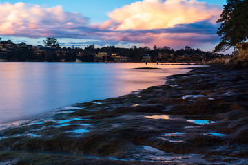 Sunset over Parramatta River in Sydney Australia. Suburban sunset in the centre of Sydney