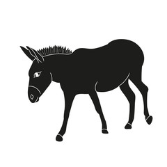 isolated silhouette of the donkeys