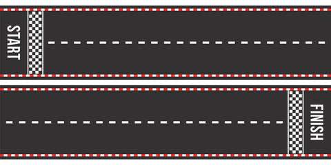 Fototapeta premium Karting racing roads. Start and finish lines. Asphalt roads or speedway with marking in top view