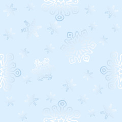 Seamless winter background with various  snowflakes. Vector graphic  pattern.
