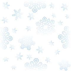 Seamless winter background with various  snowflakes. Vector graphic  pattern.