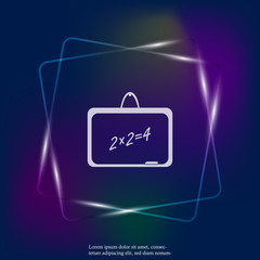 Vector  neon light icon school chalkboard. Layers grouped for easy editing illustration. For your design.