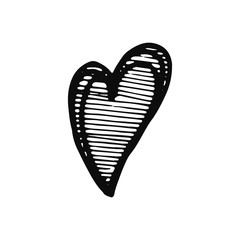 heart icon. isolated object sketch black on white background