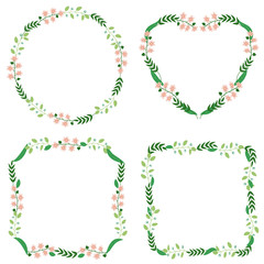 Floral Frame. Cute retro flowers of the wreath perfect for invitations and cards