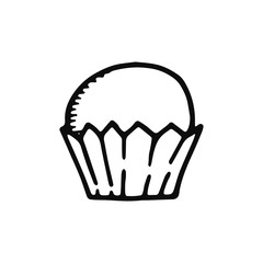 candy cane icon. isolated object sketch black on white background