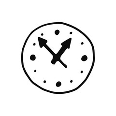 clock icon. isolated object sketch black on white background