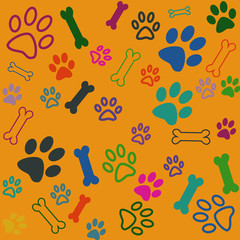 dog paw print and bone