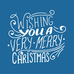 Wishing you a Very Merry Christmas quote, vector text for design greeting cards, photo overlays, prints, posters