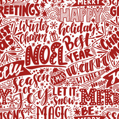 Merry christmas background with hand drawn quotes.