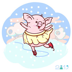 Obraz na płótnie Canvas illustration with cute cartoon pig