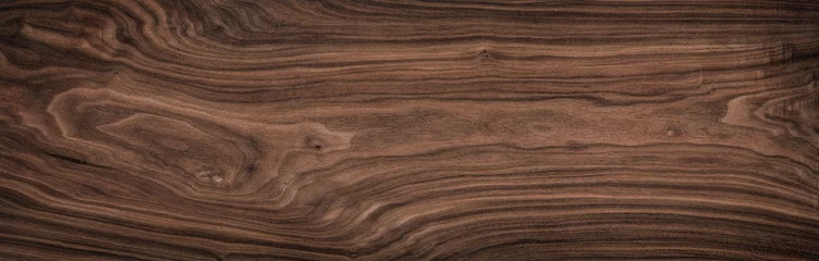 Keuken spatwand met foto Super long walnut planks texture background.Dark tone walnut texture,Walnut natural texture, texture elements. © Guiyuan