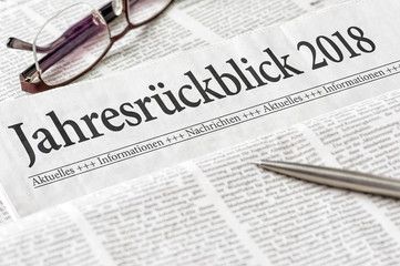 Zeitung mit der Überschrift Jahresrückblick 2018