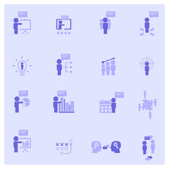 Business management, business training, business strategy and human resources icon set  