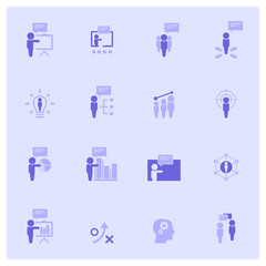 Business management, business training, business strategy and human resources icon set  