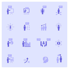 Business management, business training, business strategy and human resources icon set  