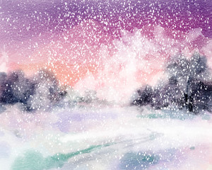 Background with winter landscape