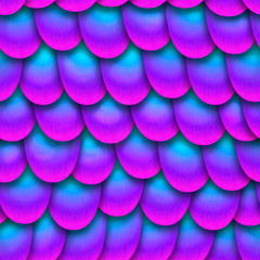 Seamless pattern with fish scale texture. Rainbow neon  magic mermaid background swatch. © zlata_titmouse
