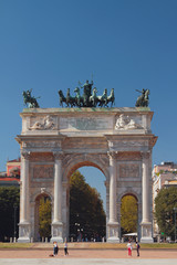 Fototapeta na wymiar Triumphal arch (Arco della Pace). Milan, Italy