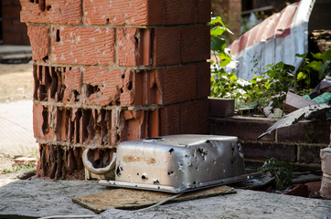 War in Ukraine. Settlement Shyrokyne, Donetsk region. September 2018.