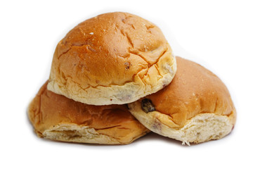 Bread with cranberry on white background.