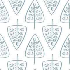 Christmas vector tree seamless pattern in Scandinavian style. Best for pillow, typography design, curtains