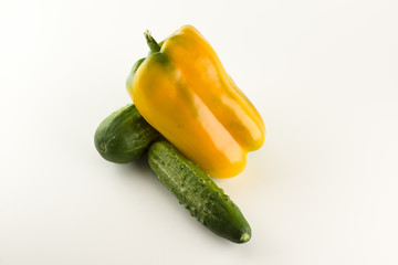green cucumber and yellow pepper