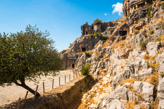 Myra Rock Tombs, ruins of the anceint necropolis, Demre, Antalya Province, Lycia, Anatolia, Turkey Minor